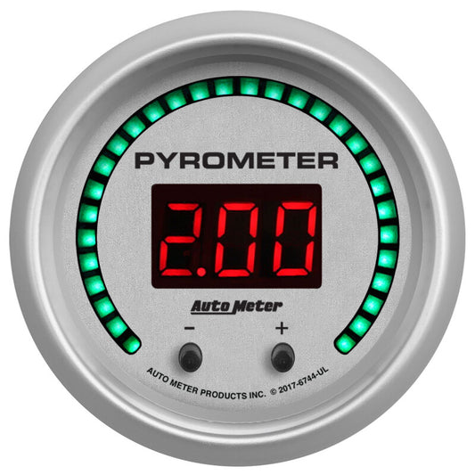 Autometer 52.4mm Silver Two Channel 0-2000 Degree Pyrometer (EGT) Ultra-Lite Elite Digital Gauge