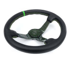 NRG Reinforced Steering Wheel (350mm) Green Carbon Fiber Center - Green Stitching & Center Mark