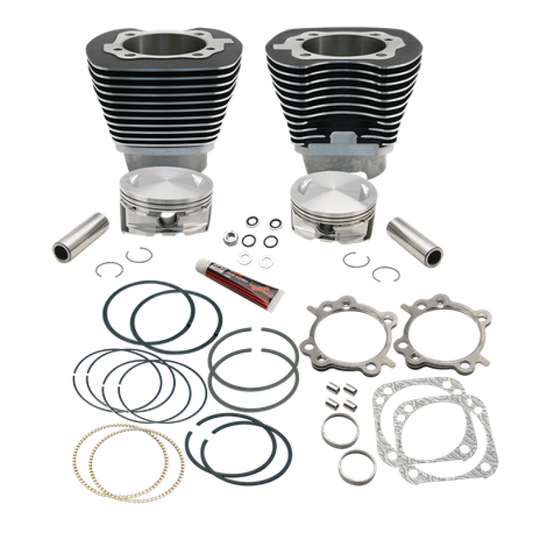 S&S Cycle 99-06 w/ 89cc/91cc Heads 4 1/8in Bore Cyl & Piston Kit For 124in Hot Set Up Kit - Wblack