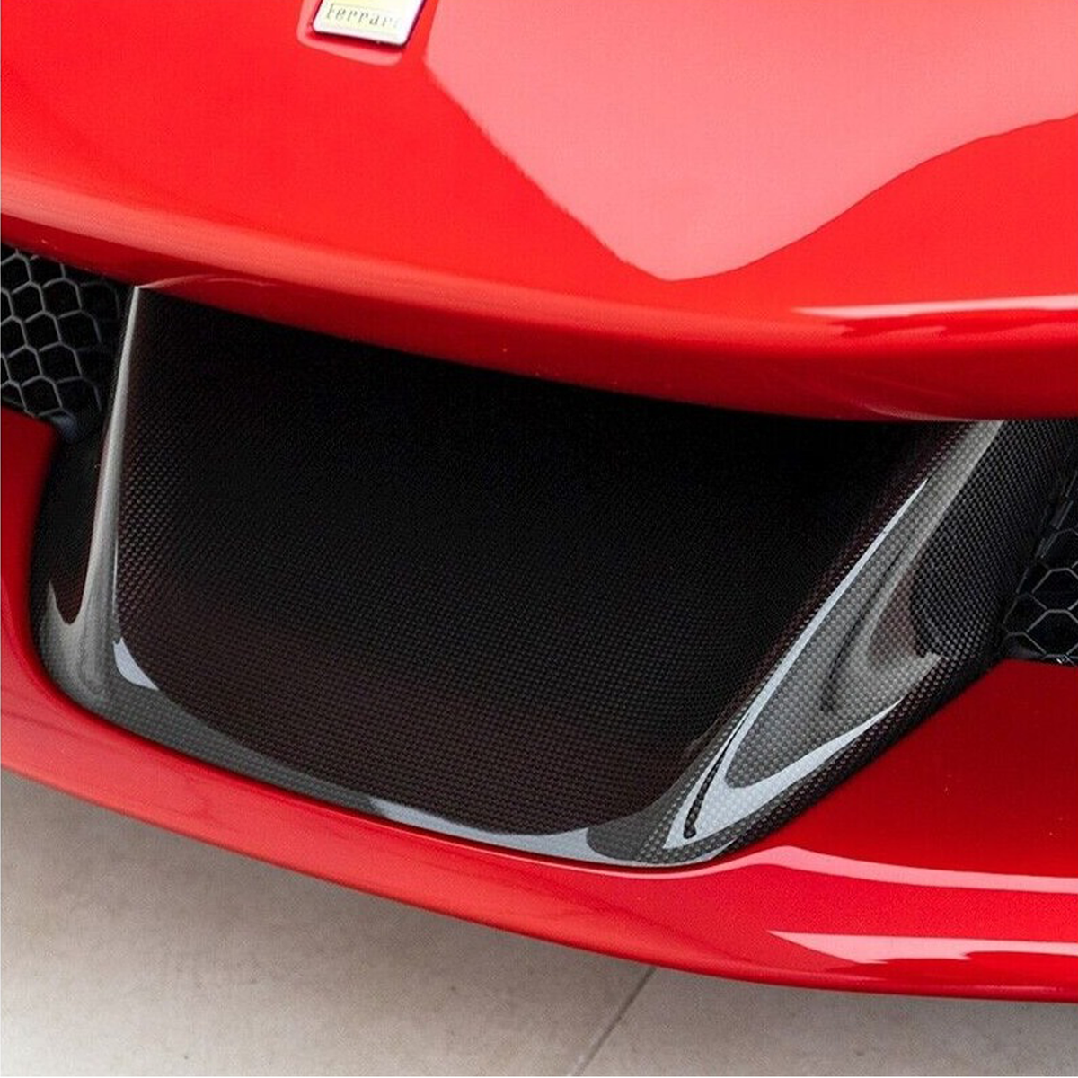 Carbon Fiber Lower Front Bumper Center Trim for Ferrari SF90 by Stratec Systems