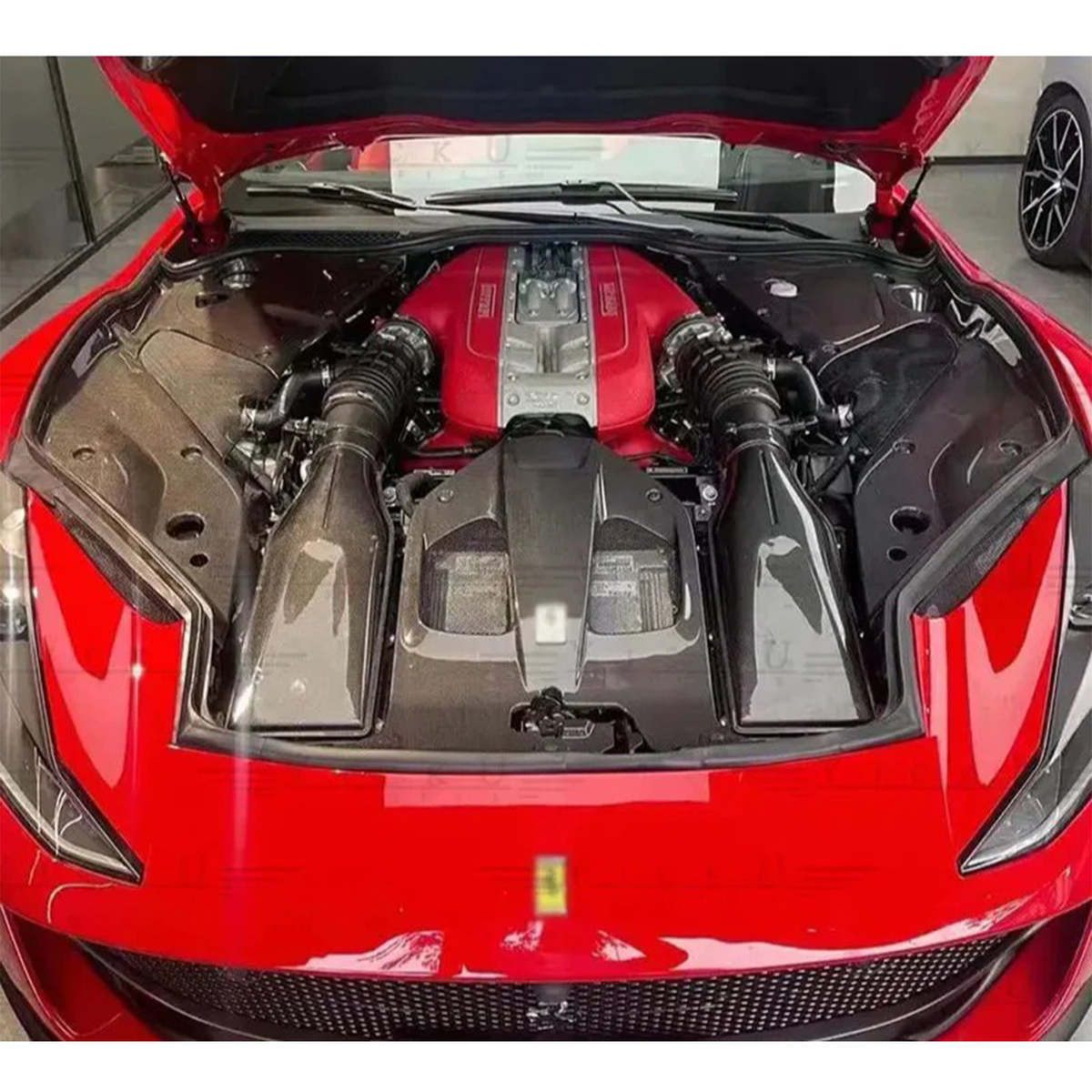 Dry Carbon Fiber Engine Interior Kit for Ferrari 812 Superfast by Stratec Systems