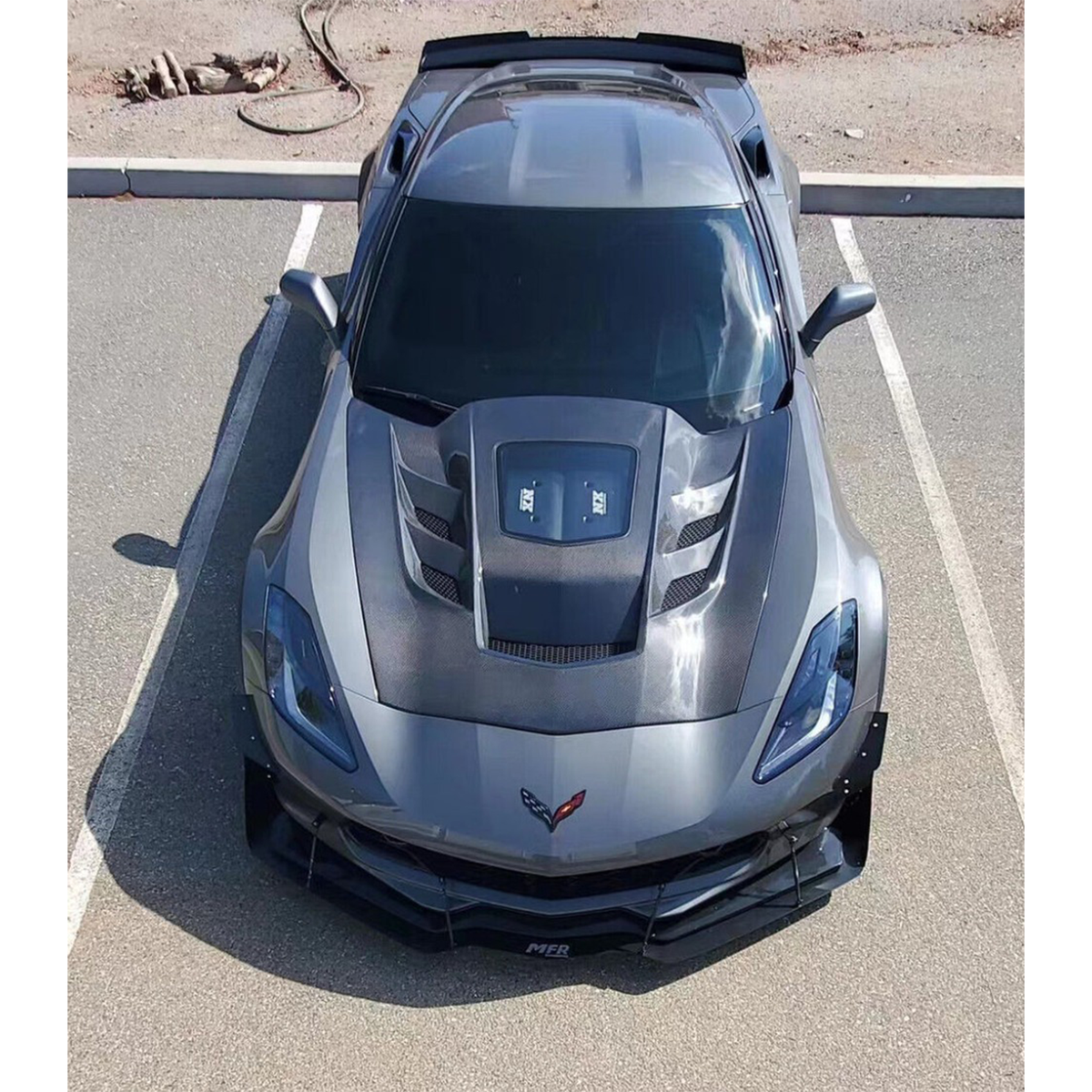 Carbon Fiber Vented Hood Bonnet for Chevrolet Corvette C7 by Stratec Systems