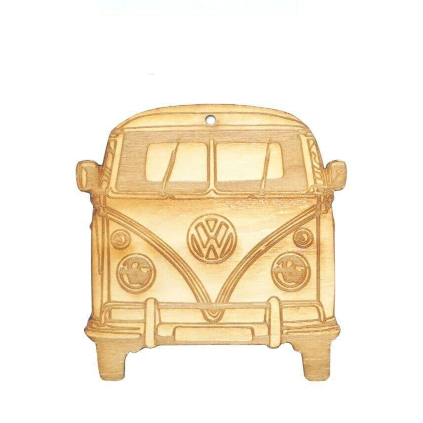 ZSPEC Laser-Engraved Birch Ornament, Style: VW Vintage Bus, ~5-inch Wide