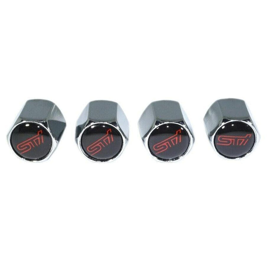 Chrome Valve Stem Tire Caps, Style: Subaru STI WRX