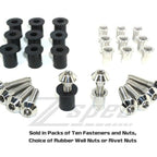 ZSPEC M6x25mm Titanium Shank/Shoulder Bolts, Well or Rivet Nuts, 10-Pack