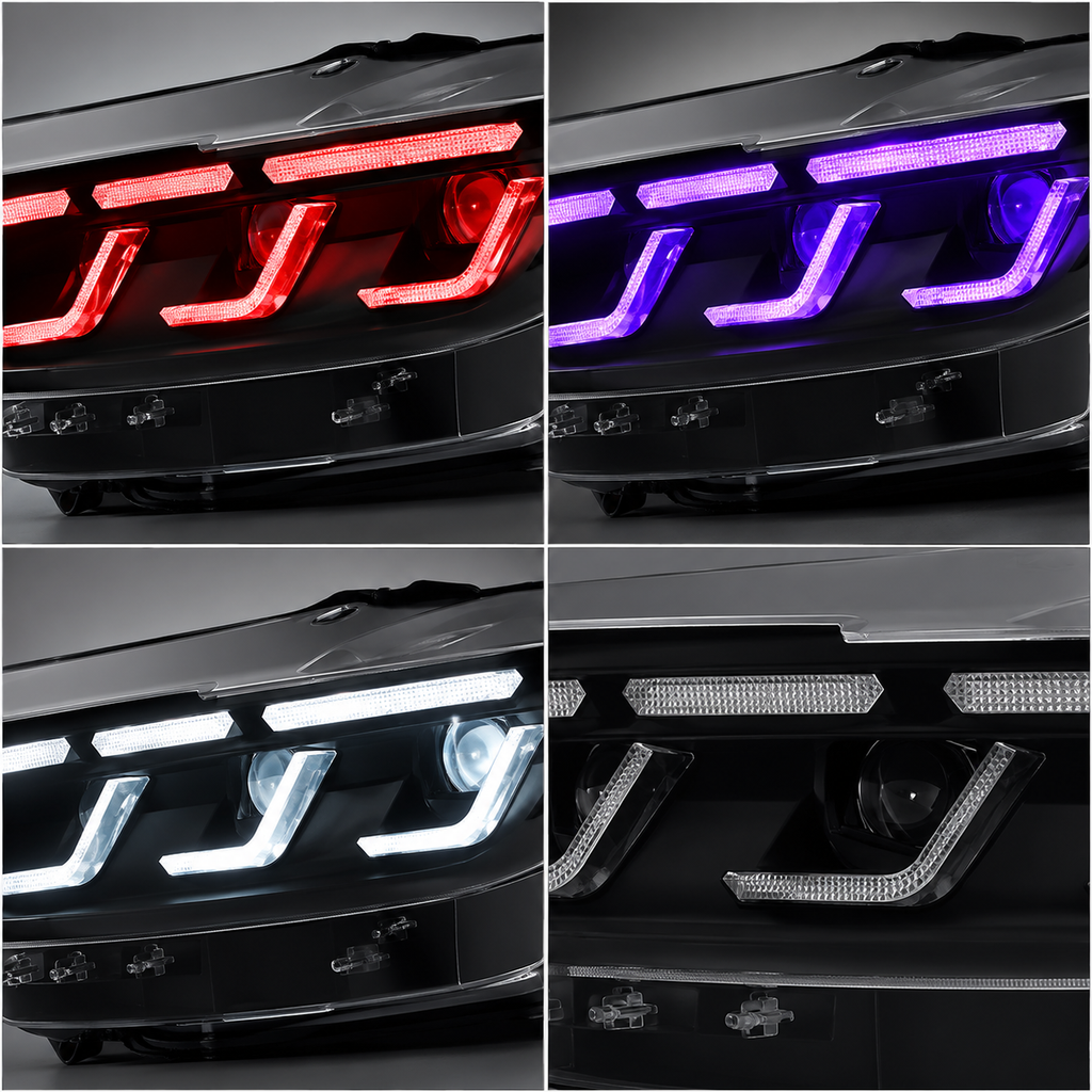 RGB DRL LED Headlight Set for Ford Mustang by Stratec Systems