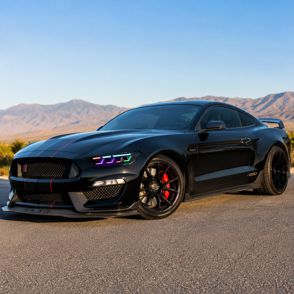 RGB DRL LED Headlight Set for Ford Mustang by Stratec Systems