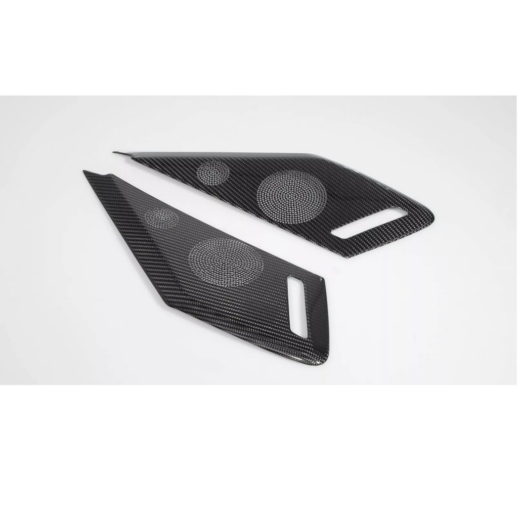 Dry Carbon Fiber Door Speaker Cover Trim for Chevrolet Corvette C8 - Bull Boost Performance