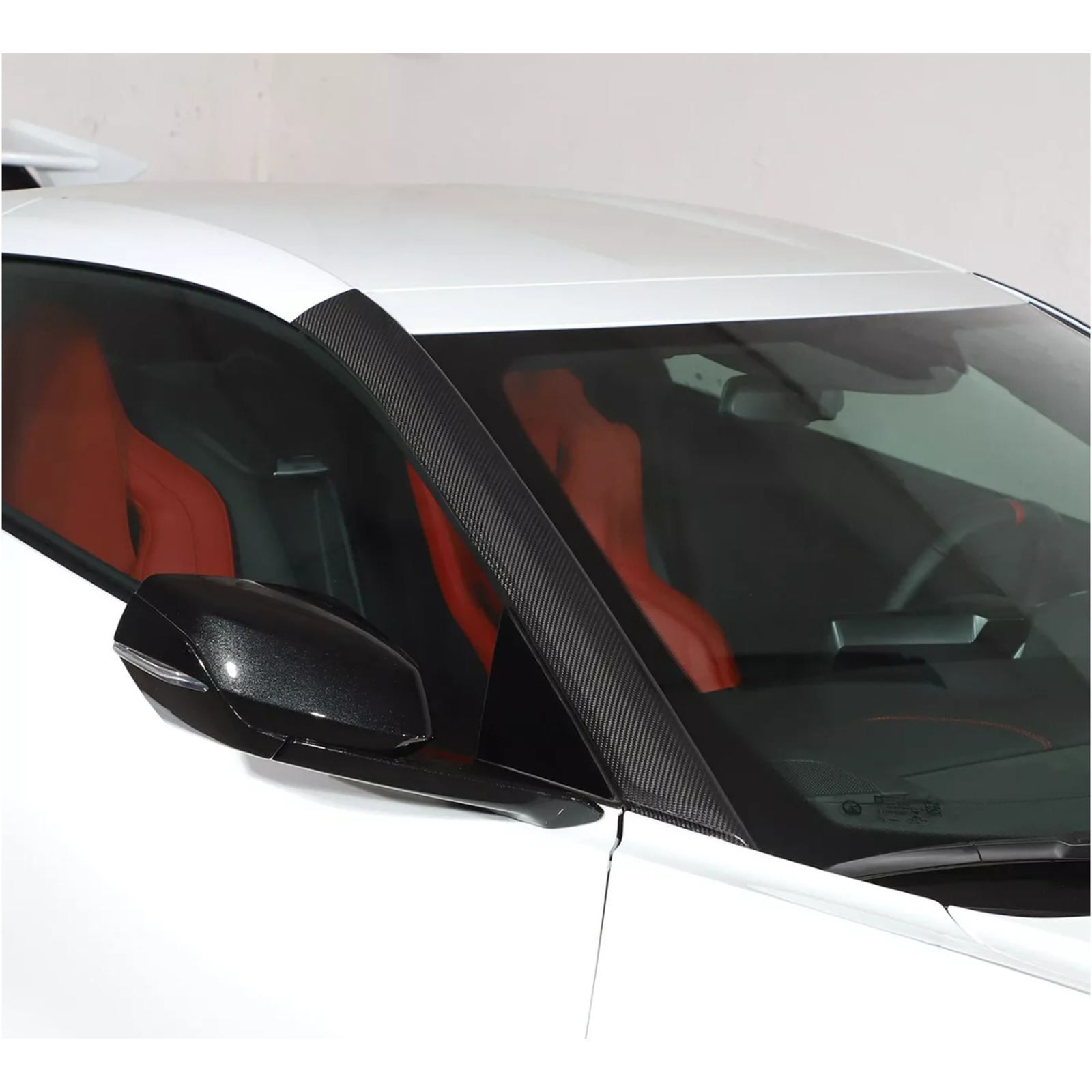 Dry Carbon Fiber A‑Pillar Cover Trim for Chevrolet Corvette C8 - Bull Boost Performance