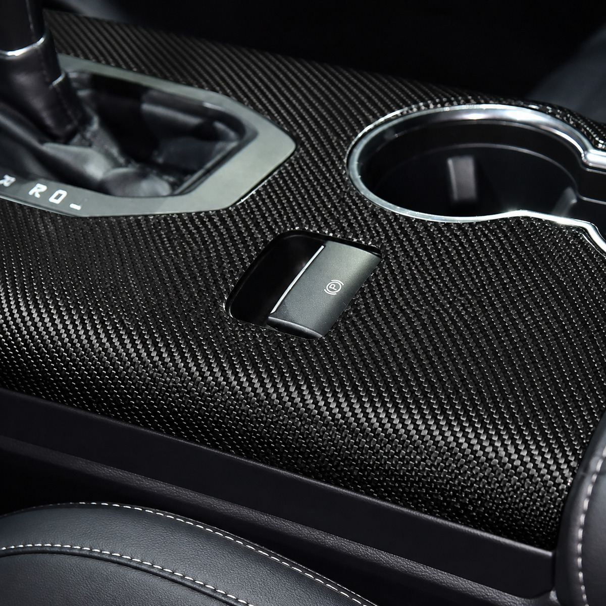 Dry Carbon Fiber Center Console Trim for Ford Mustang by Stratec Systems