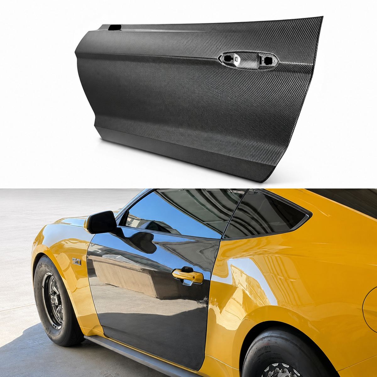 Dry Carbon Fiber Side Doors for Ford Mustang S650 by Stratec Systems