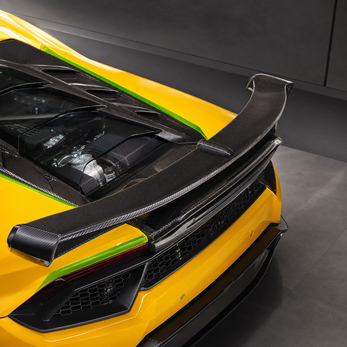 Dry Carbon Fiber SVJ Style Rear Wing for Lamborghini Huracan LP 580 610 EVO by Stratec Systems