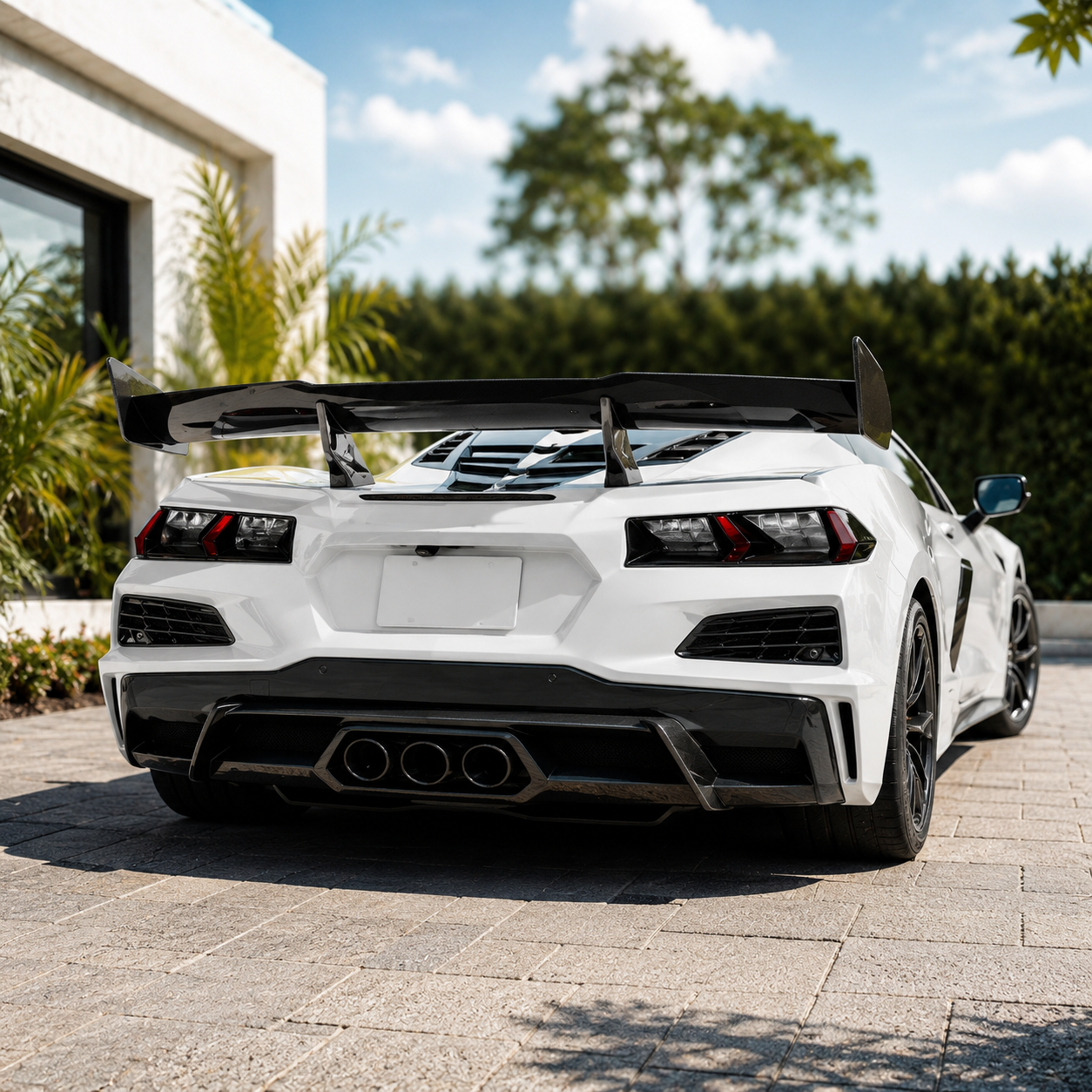 ZR1 Style Dry Carbon Fiber Rear Wing for Chevrolet Corvette C8 Z06 by Stratec Systems