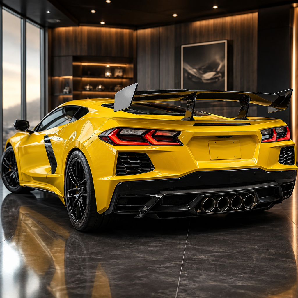 ZR1 Style Dry Carbon Fiber Rear Wing for Chevrolet Corvette C8 Z06 by Stratec Systems