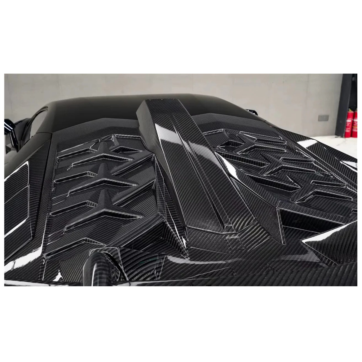 SVV Style Dry Carbon Fiber Rear Wing with Engine Hood for Lamborghini Aventador LP700 LP740 LP750 Coupe - Bull Boost Performance