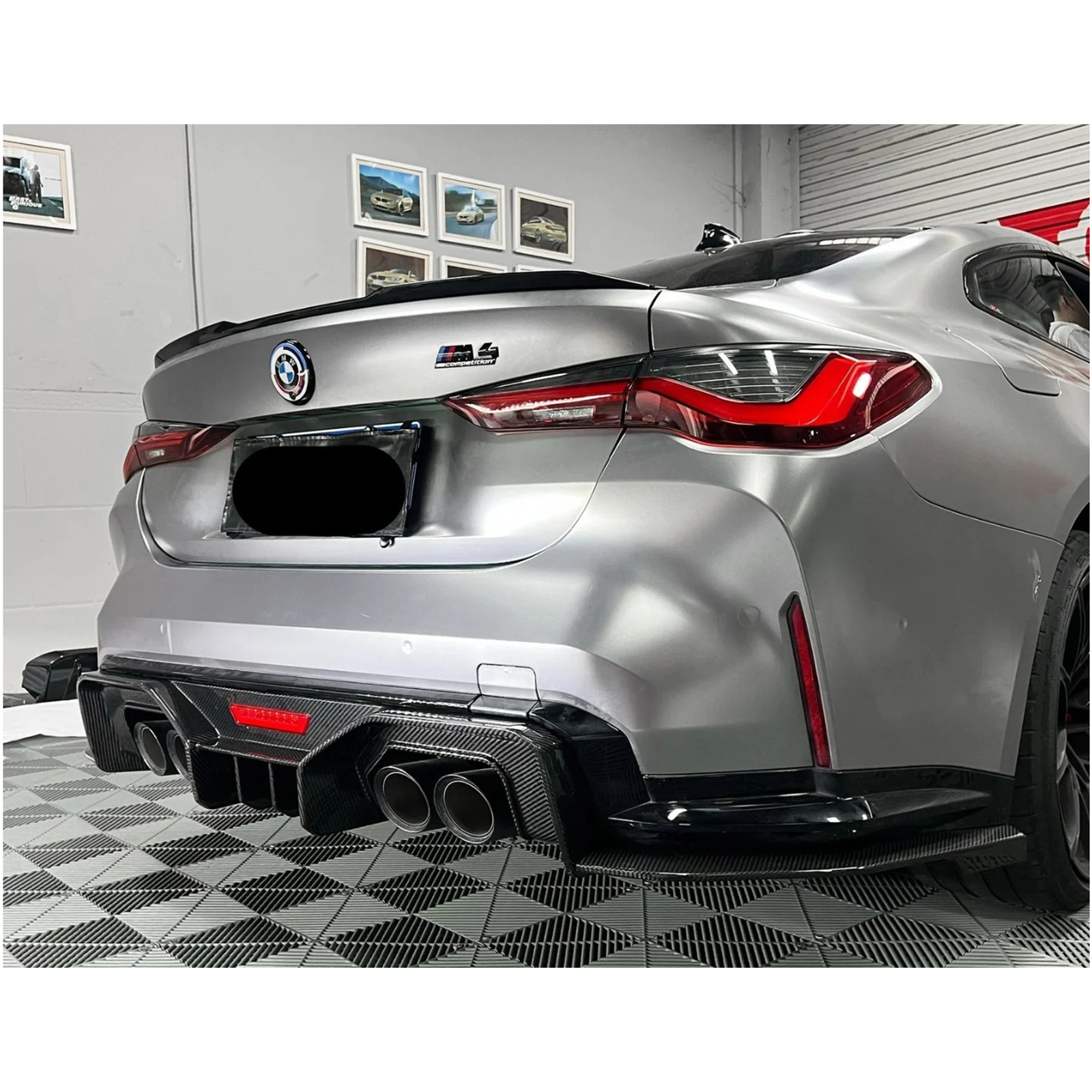 Carbon Fiber AD Style Rear Diffuser w/ LED Light for BMW G80 G81 G82 G83 M3 M4 - Bull Boost Performance