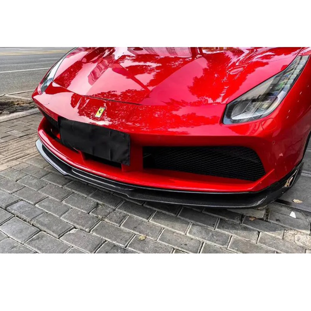 Carbon Fiber Front Bumper Splitter Lip for Ferrari 488 GTB by Stratec Systems