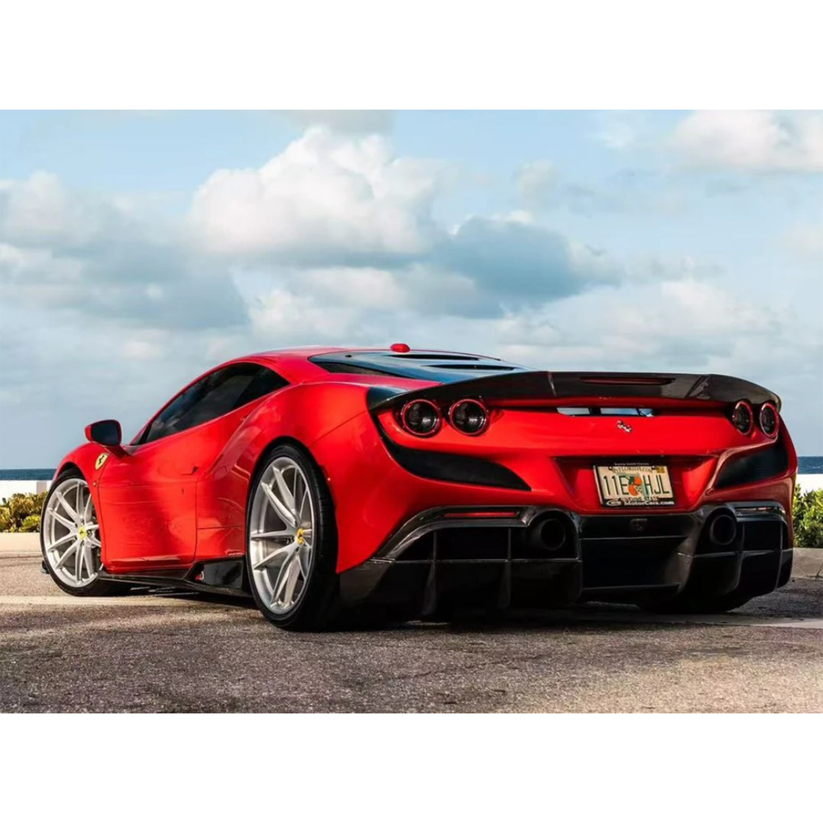 Carbon Fiber R Style Rear Spoiler for Ferrari F8 by Stratec Systems