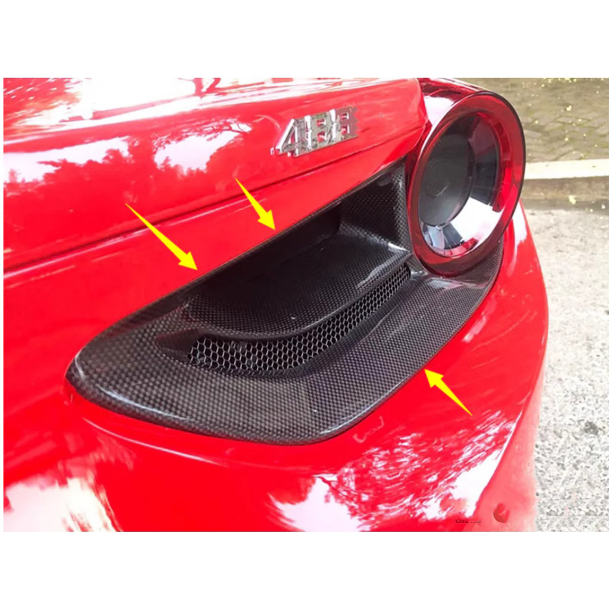 C Style Carbon Fiber Rear Fog Tail Light Surround Cover for Ferrari 488 GTB / Spider by Stratec Systems