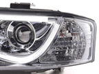 Audi A6 (C5 4B) Chrome LED Headlights with Daytime Running Lights (1997-2001) - With R87 approval