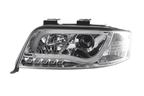 Audi A6 (C5 4B) Chrome LED Headlights with Daytime Running Lights (2001-2004) - With R87 approval