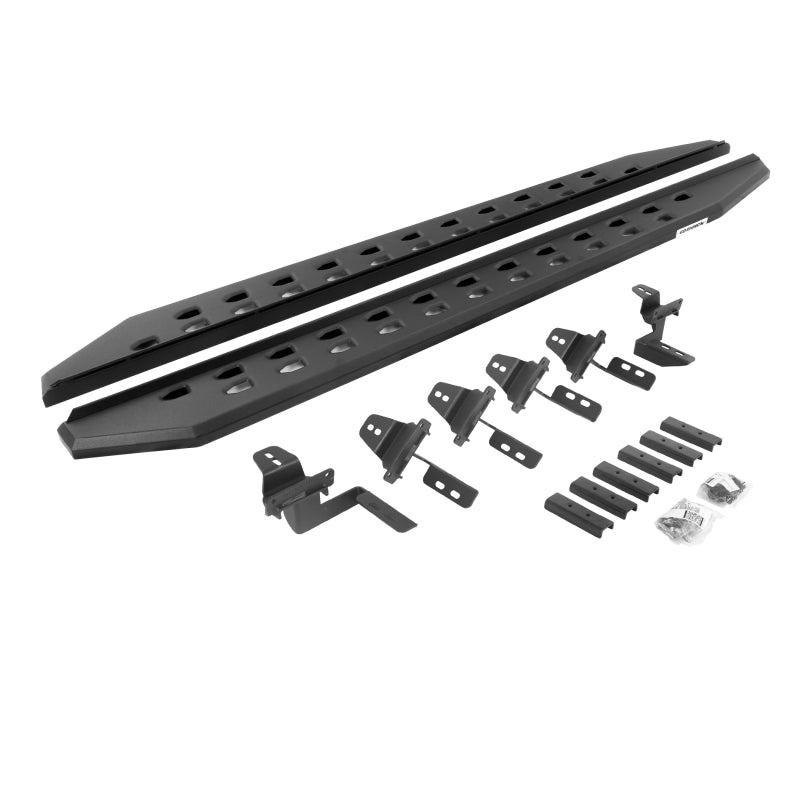 Go Rhino 07-18 Jeep Wrangler JK 4DR RB20 Slim Running Boards Kit (Incl. Brackets) - Tex. Blk