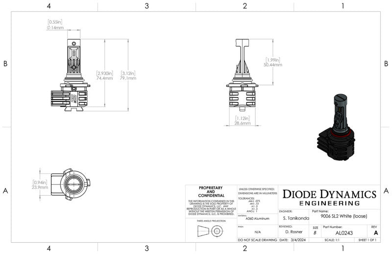 Diode Dynamics 9006/9012 Yellow SL2 LED Bulbs (pair)