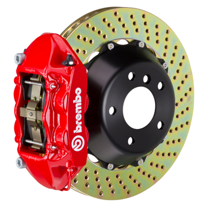 Brembo 10-12 Range Rover Rear GT BBK 4 Piston Cast 380x28 2pc Rotor Drilled-Red