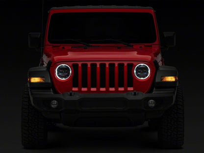 Raxiom 18-23 Jeep Wrangler JL Axial Series 9-In Angel Eye LED Headlights- Blk Housing (Clear Lens)