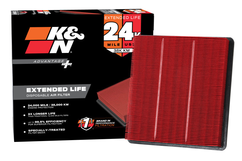 K&N Advantage Plus Air Filter 24K Milles Jeep Wrangler JL V8-6.4L F/I 21-23