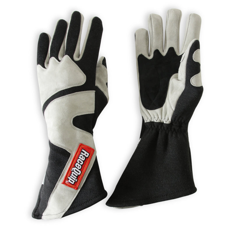 RaceQuip SFI-5 Gray/Black Small Long Angle Cut Glove