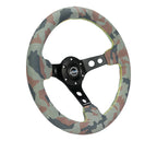 NRG Reinforced Steering Wheel (320mm) Sport/Suede Steering Wheel w/ Camo Pattern & Green Stitching
