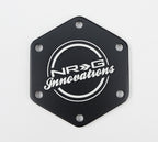 NRG Carbon Fiber w/ Chrome Gold Texalium Fabrics Horn Delete Button Circular Logo Front/ Back