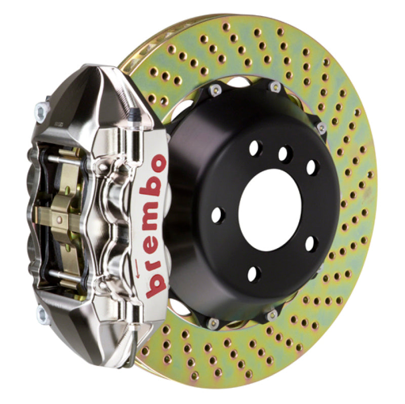 Brembo 91-94 964 Turbo/3.6 Turbo Rear GTR BBK 4 Piston Billet 345x28 2pc Rotor Drilled- Nickel