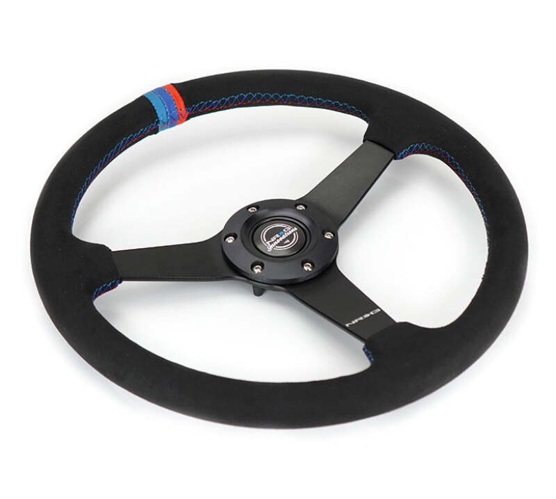 NRG Sport Wheel (350mm) 3 Solid Spokes - 1.5in Deep - Matte Black - Minty Fresh Miata Logo Etched