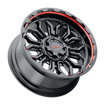 Weld Off-Road W140 20X10 Flare 6X135 6X139.7 ET-18 BS4.75 Gloss Black MIL Red 106.1