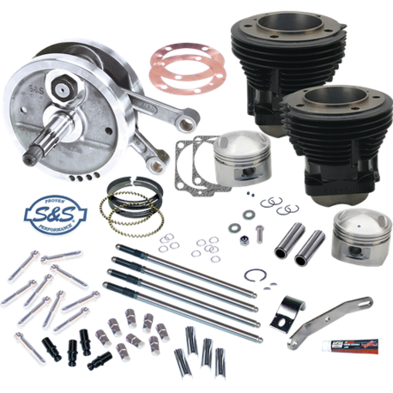 S&S Cycle 70-84 BT 96in Sidewinder Big Bore Stroker Kit - Gloss Black