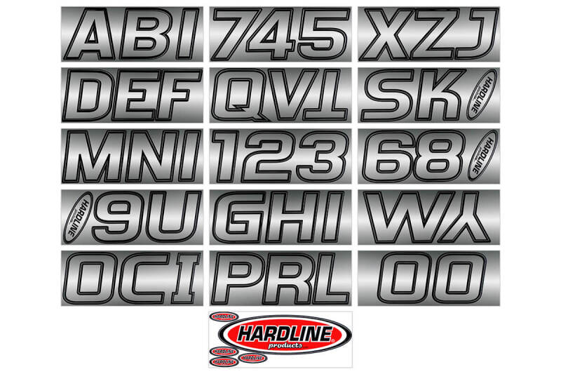 Hardline Boat Lettering Registration Kit 3 in. - 700 Chrome/Black