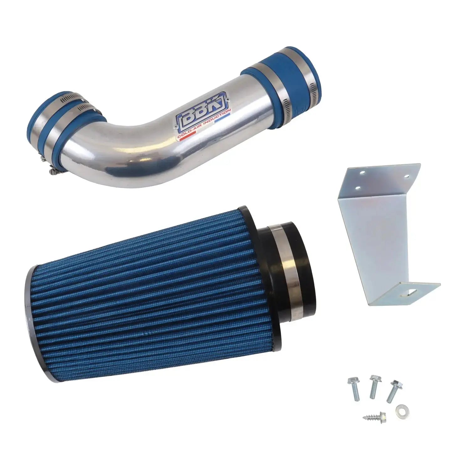 BBK Ford Mustang 5.0 Cold Air Intake Kit Non Fender well Powder Coated Chrome 86-93
