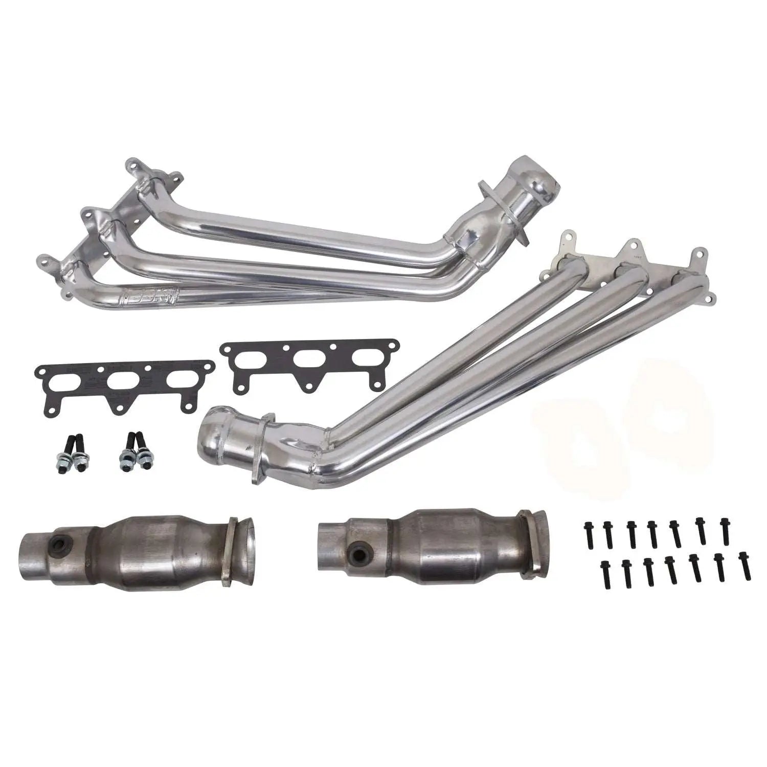 BBK Chevrolet Camaro V6 1-5/8 Long Tube Exhaust Headers With High Flow Cats Polished Silver Ceramic 10-11