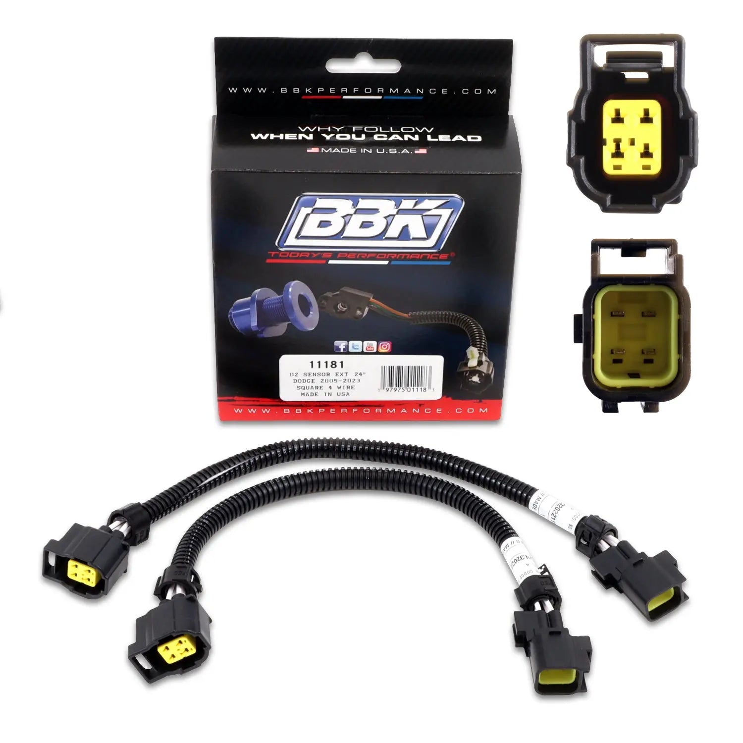 BBK Dodge 5.7 6.1 6.4 O2 Sensor Extensions 4 Pin Rear 24 Inch 05-24