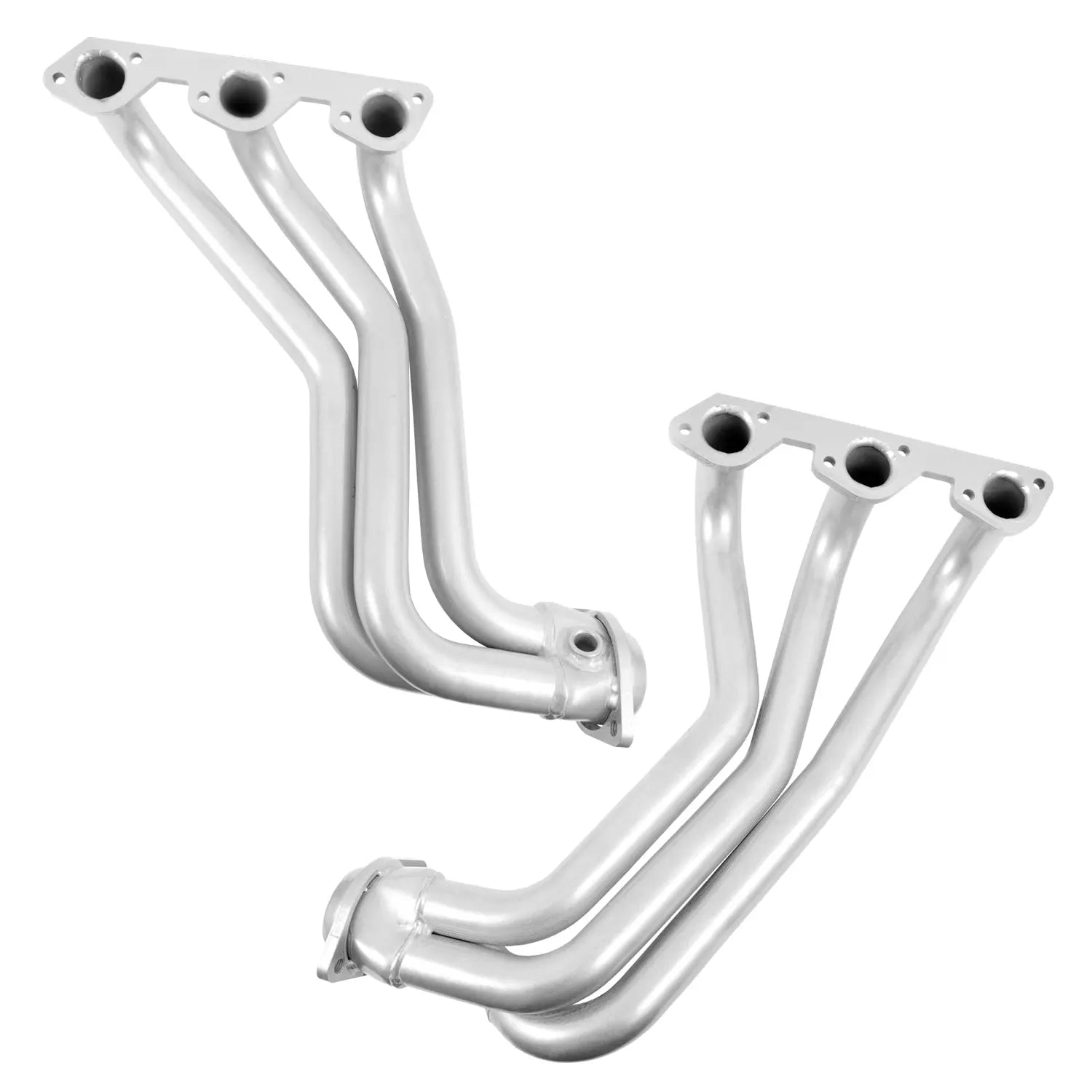 BBK Jeep Wrangler 3.8 1-5/8 Long Tube Exhaust Headers With High Flow Cats Polished Silver Ceramic 07-11