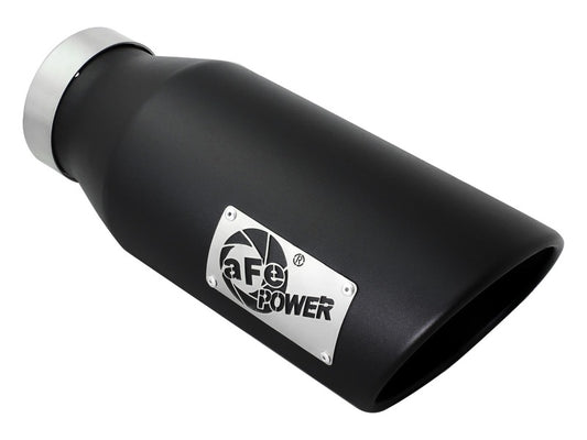 aFe Power MACH Force-Xp 4in In x 6in Out x 15in L Driver Side Clamp-On 4in 409 SS Exhaust Tip-Black