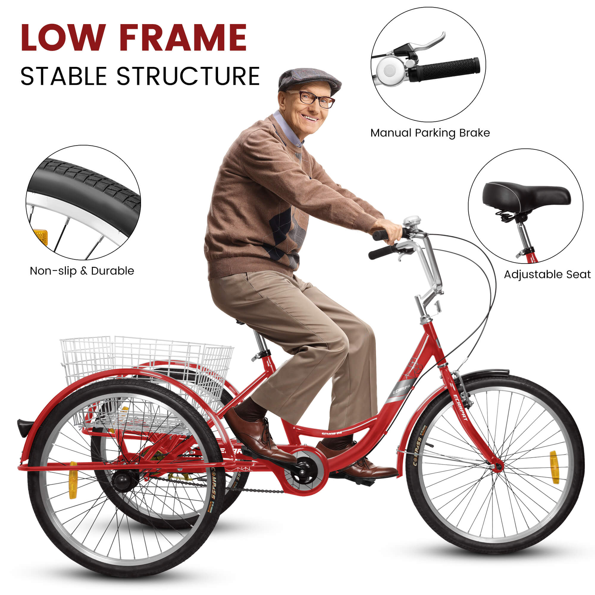 Ecarpat 24“ Single-Speed Adult Tricycle