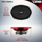DS18 6x9 250 Watts RMS 4ohm Mid-Range Shallow