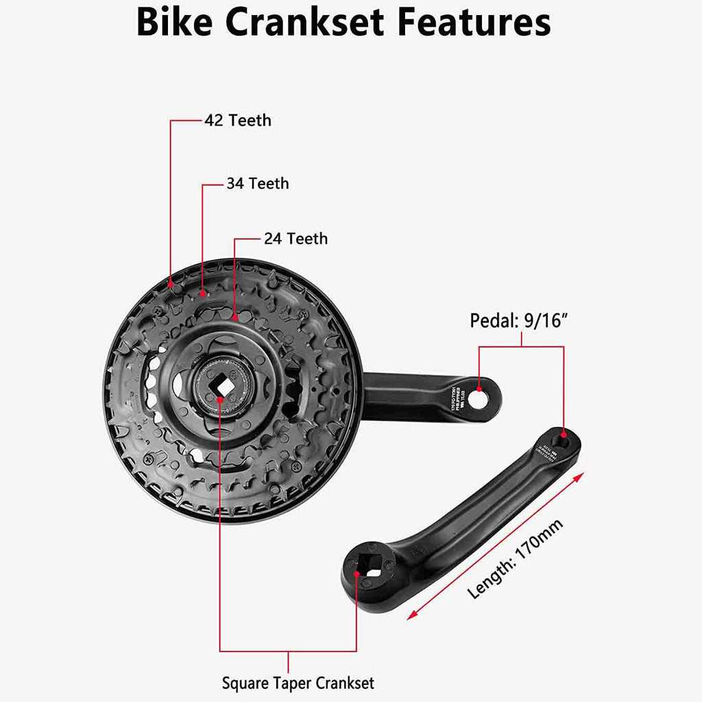 Shimano Tourney Bicycle Crankset FC-TY301 42-34-24 Teeth for 3x6/7/8 Speed 170mm