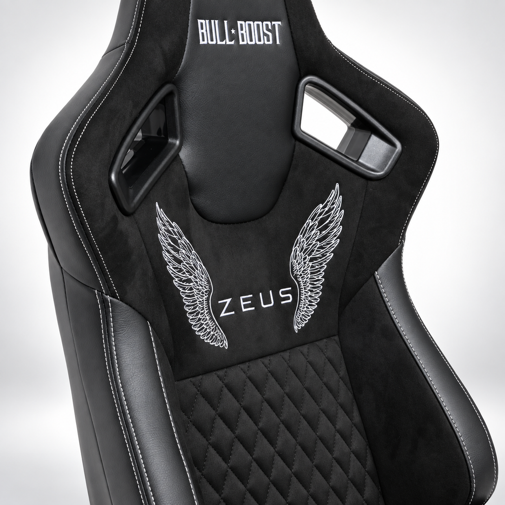 ZUES Collection Black Bull Boost Reclinable Adjustable Racing Bucket Seat