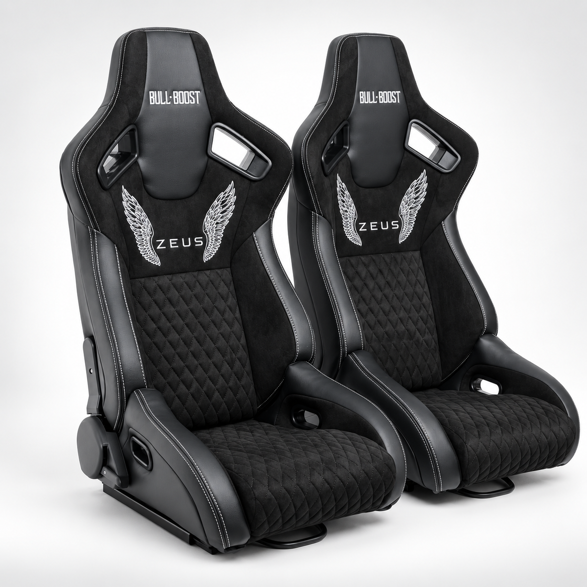 ZUES Collection Black Bull Boost Reclinable Adjustable Racing Bucket Seat