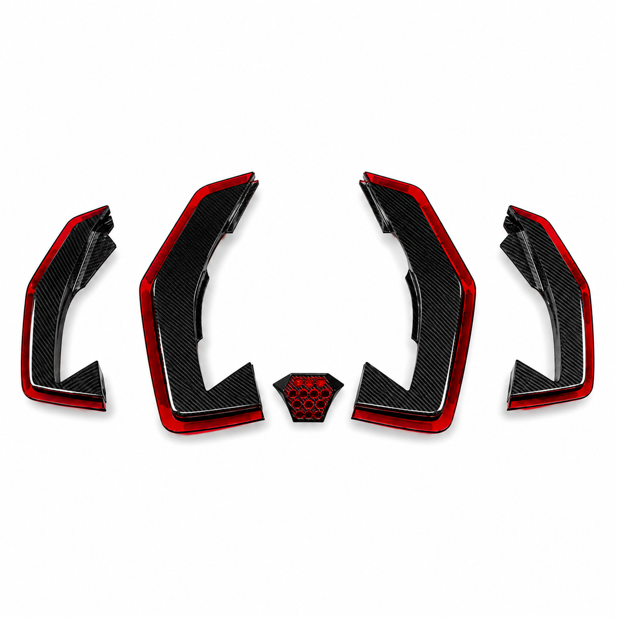 Aggressive Dry Carbon LED Diffuser Fin Set Blades for Lamborghini Revuelto by Stratec Systems