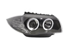 BMW 1-series E81 E82 E87 E88 Black Angel Eyes Headlight Set (2004-2011)